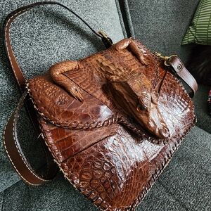 Unique Brown Crocodile Leather Bag